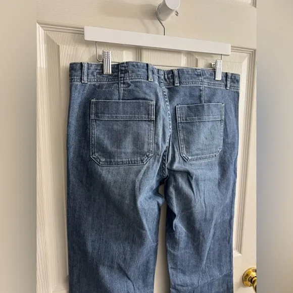 1162 GAP Blue Flare Wide Leg Jeans 8T (33x36) Mid Rise Boho Preppy Festival