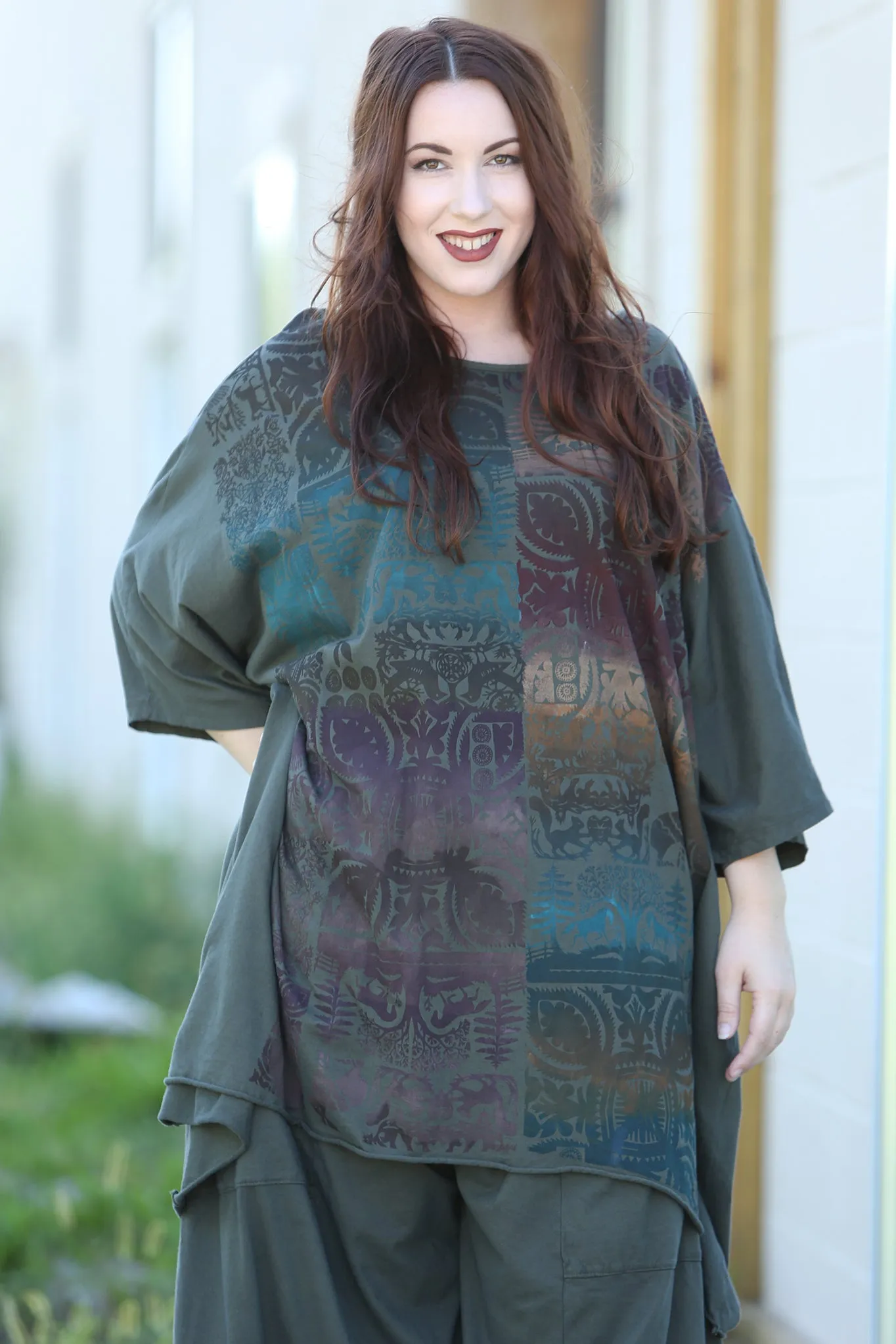 1255 Oversized Tunic Tee-Night Forest-Printed