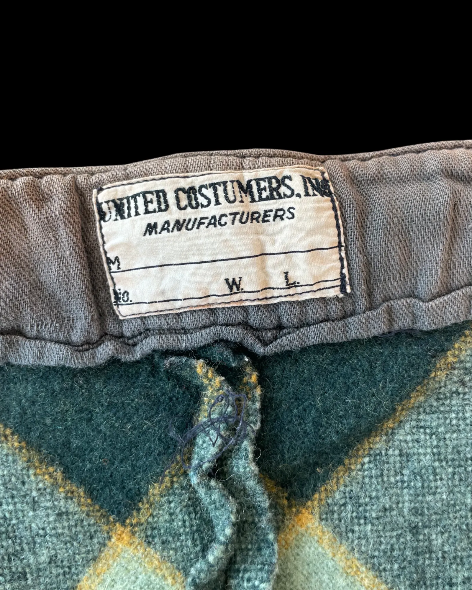 1930s Argyle Wool Fall Front Costume Pants