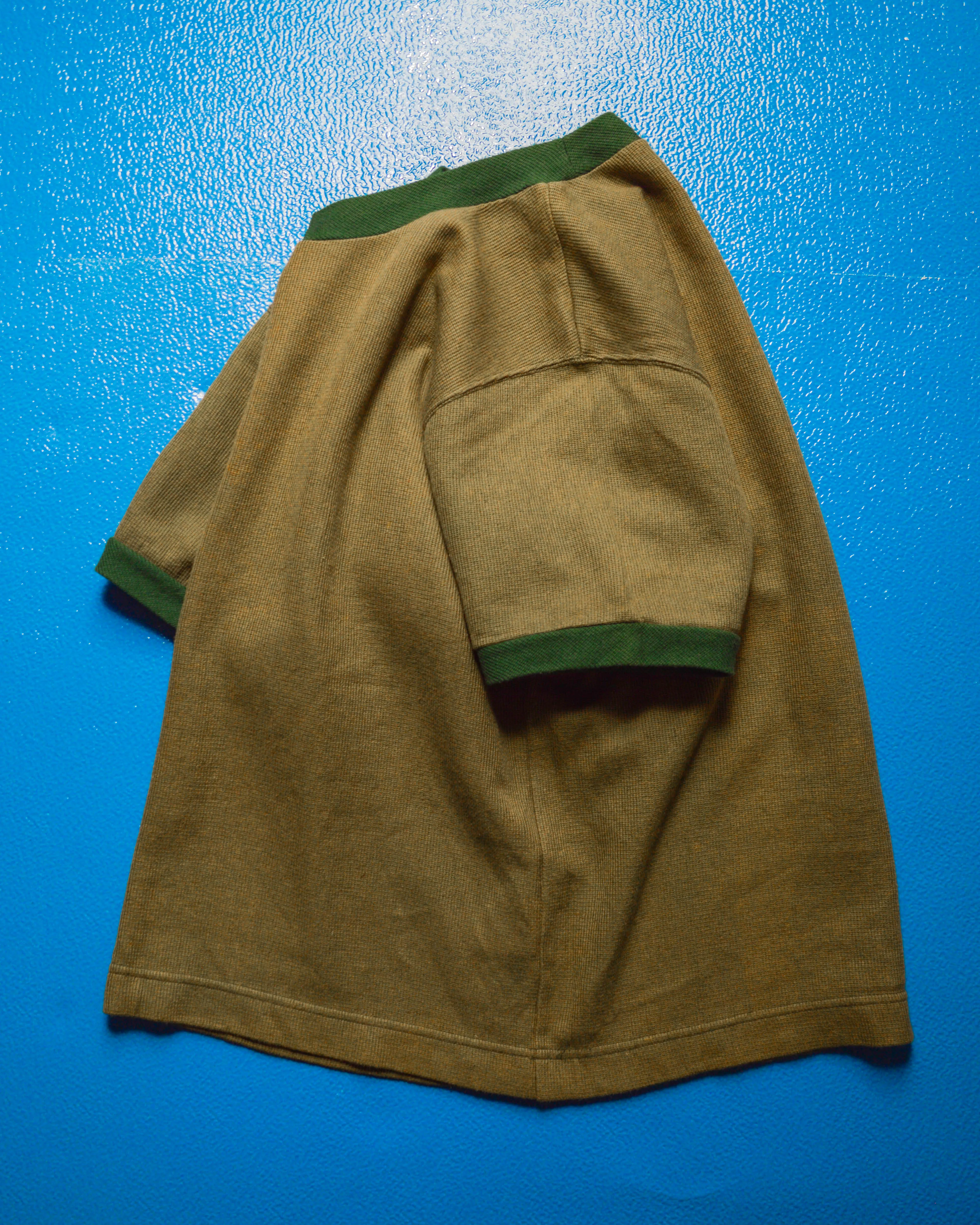 1998 Waffle Knit Ringer Brown Green T shirt (~S~)
