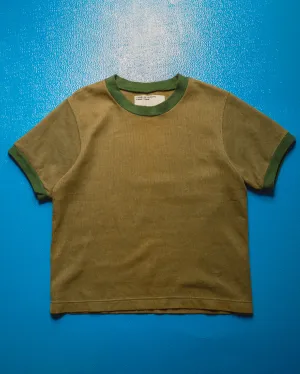 1998 Waffle Knit Ringer Brown Green T shirt (~S~)