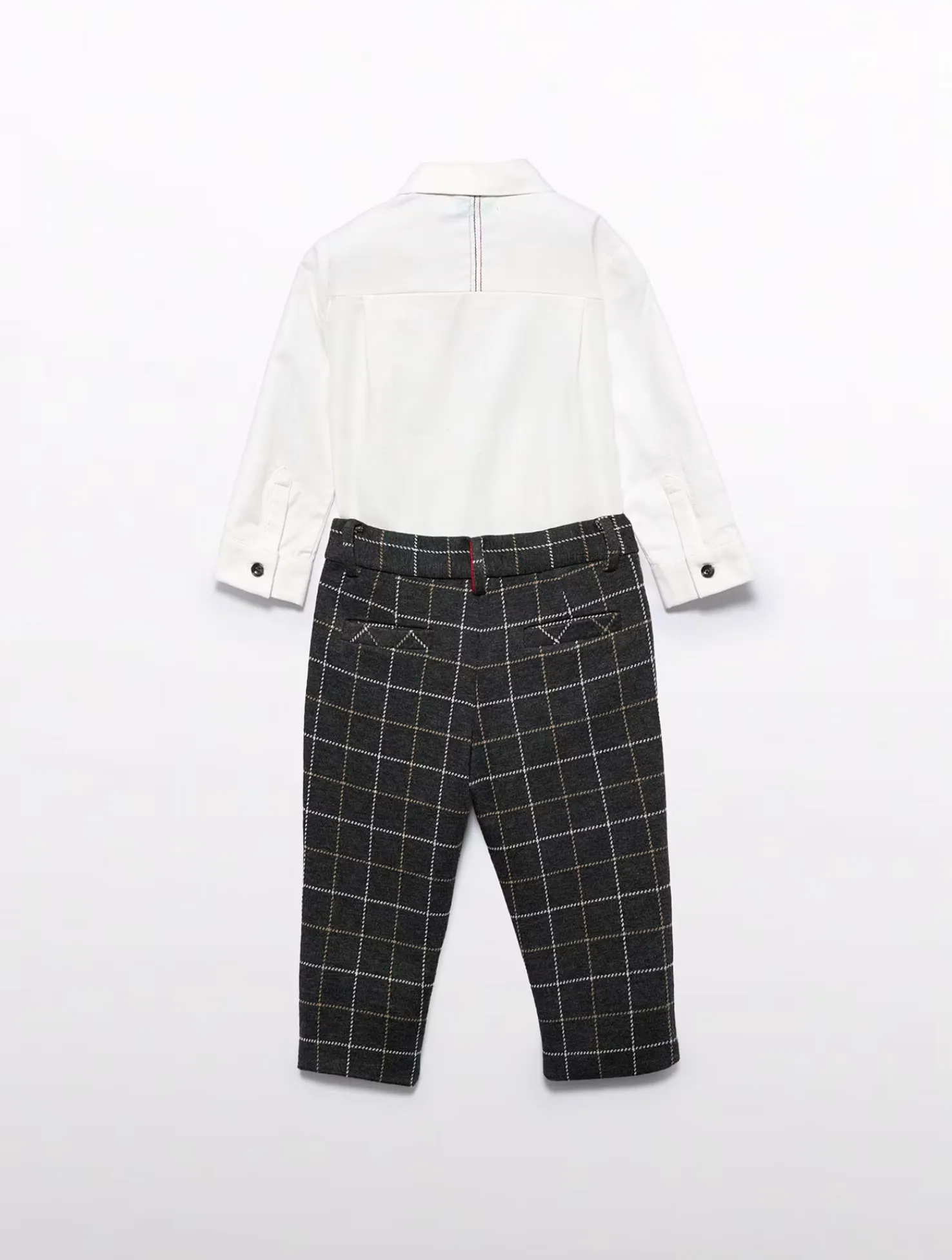 Abel and Lula Boys Knit Plaid Pants Set-Grey