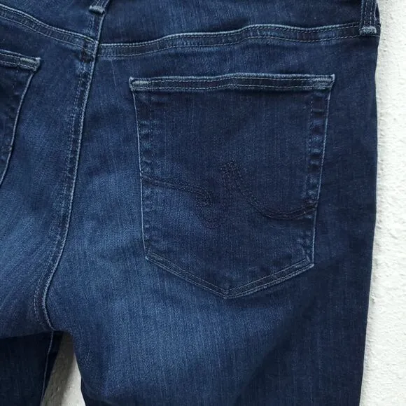 AG Adriano Goldschmied The Prima Crop Cigarette Leg Mid Rise Dark Wash Jeans
