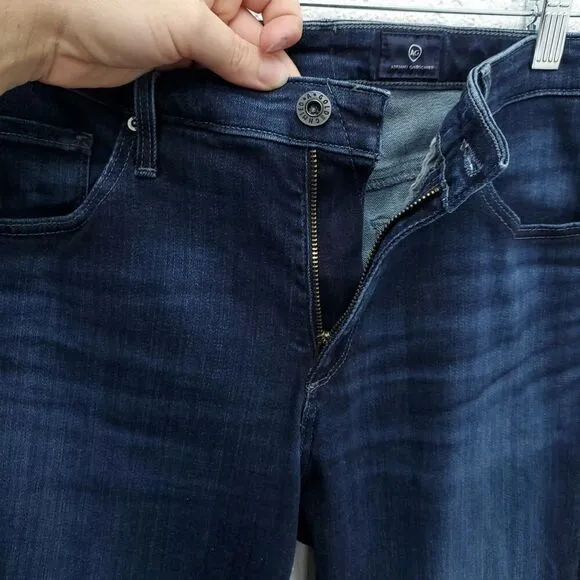 AG Adriano Goldschmied The Prima Crop Cigarette Leg Mid Rise Dark Wash Jeans