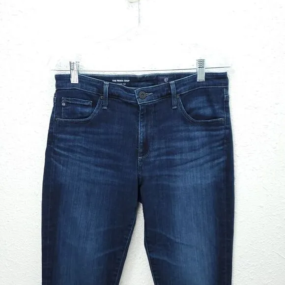 AG Adriano Goldschmied The Prima Crop Cigarette Leg Mid Rise Dark Wash Jeans