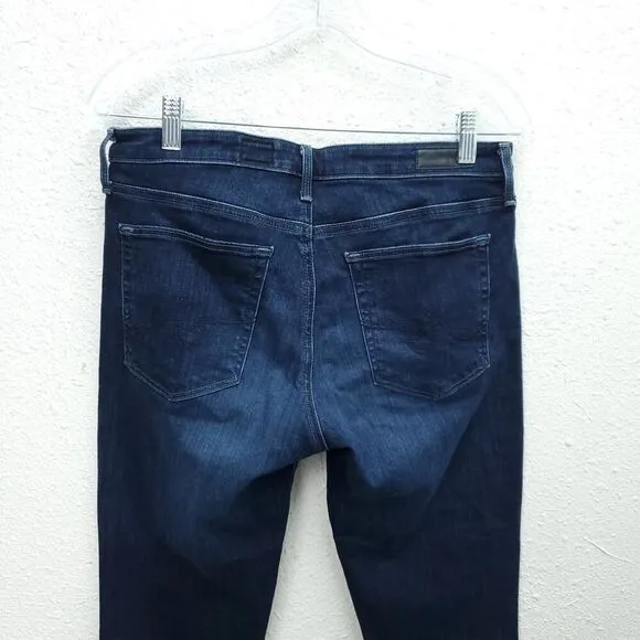AG Adriano Goldschmied The Prima Crop Cigarette Leg Mid Rise Dark Wash Jeans