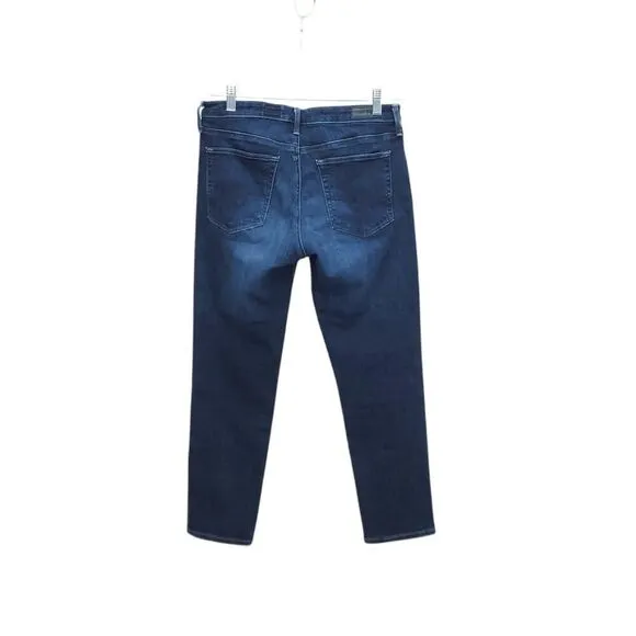 AG Adriano Goldschmied The Prima Crop Cigarette Leg Mid Rise Dark Wash Jeans