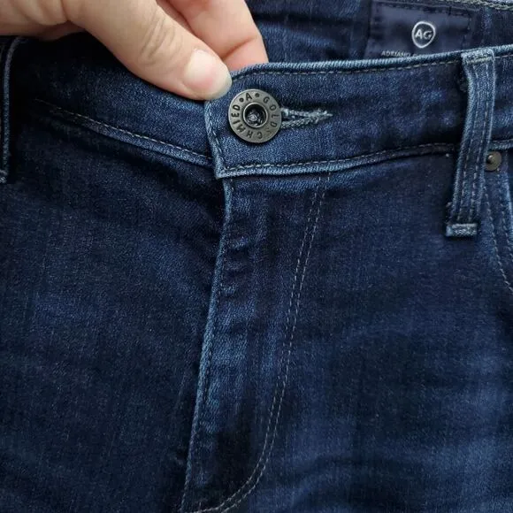 AG Adriano Goldschmied The Prima Crop Cigarette Leg Mid Rise Dark Wash Jeans