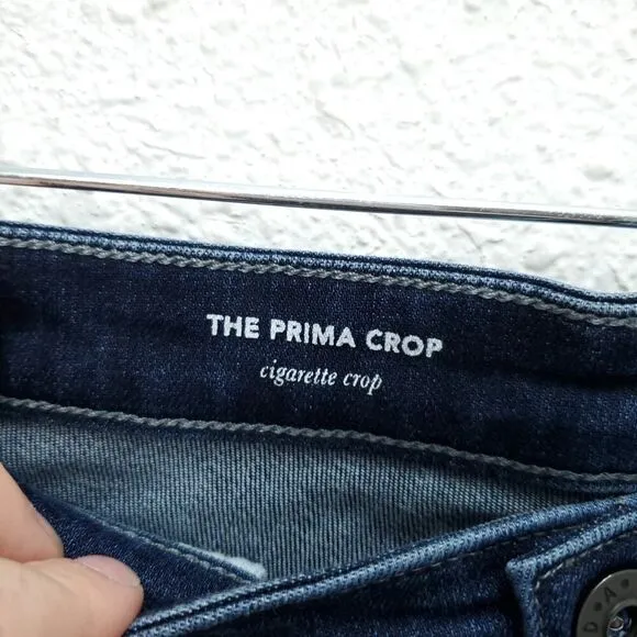 AG Adriano Goldschmied The Prima Crop Cigarette Leg Mid Rise Dark Wash Jeans