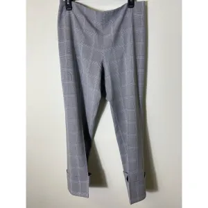 Alberto Makali Black White Plaid Wide Cuff Cropped Dress Pants Sz 8