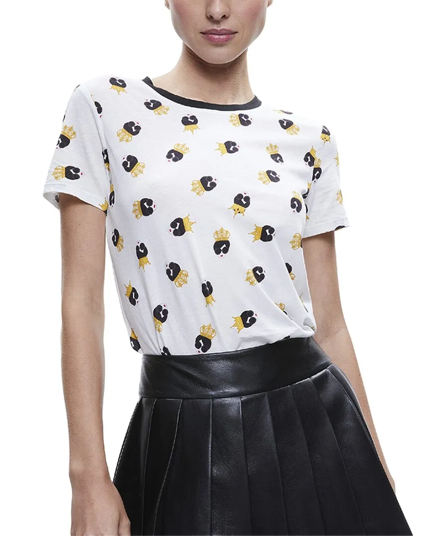 alice   olivia Rylyn Staceface Short Wool-Blend Ringer T-Shirt