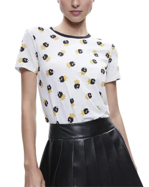 alice   olivia Rylyn Staceface Short Wool-Blend Ringer T-Shirt