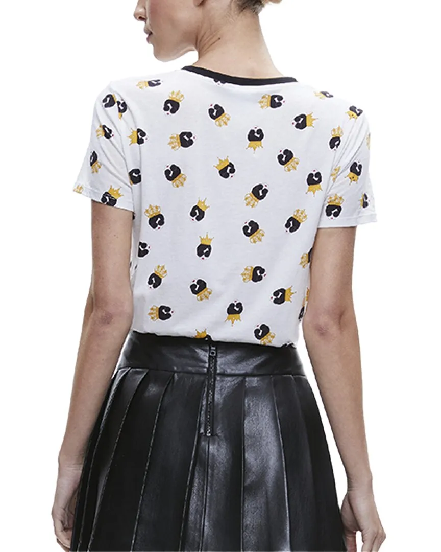 alice   olivia Rylyn Staceface Short Wool-Blend Ringer T-Shirt