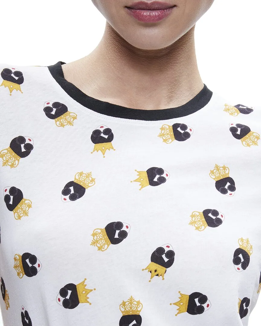 alice   olivia Rylyn Staceface Short Wool-Blend Ringer T-Shirt