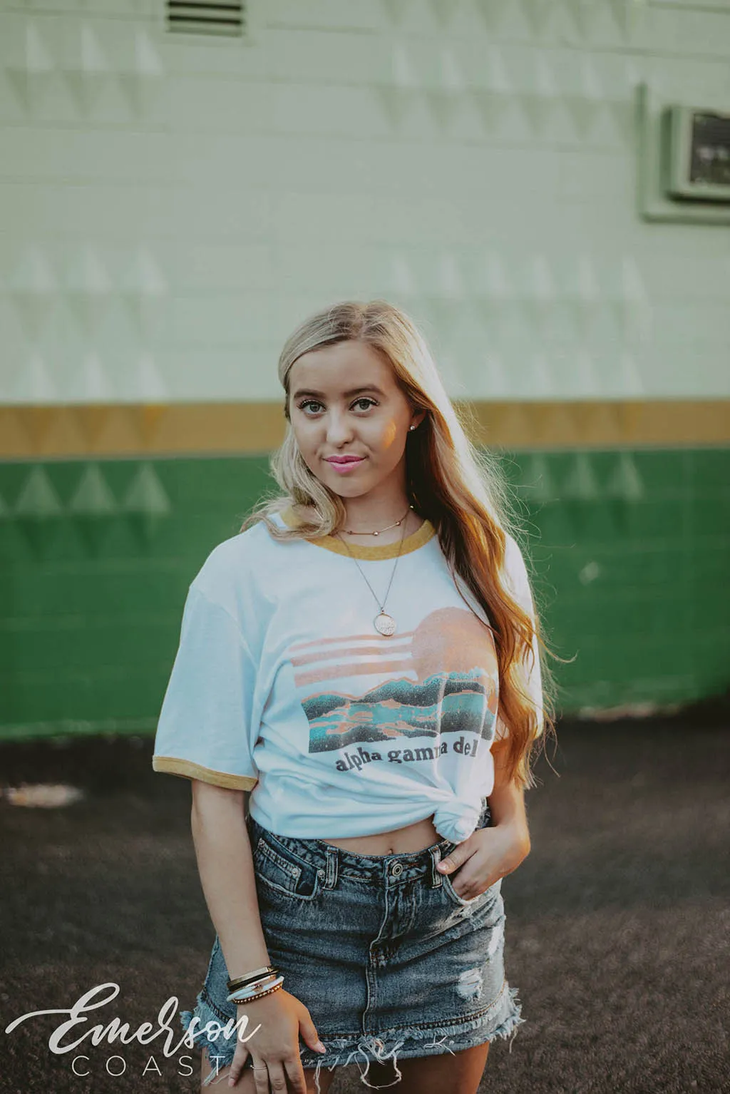 Alpha Gamma Delta Sunset Ringer Tee