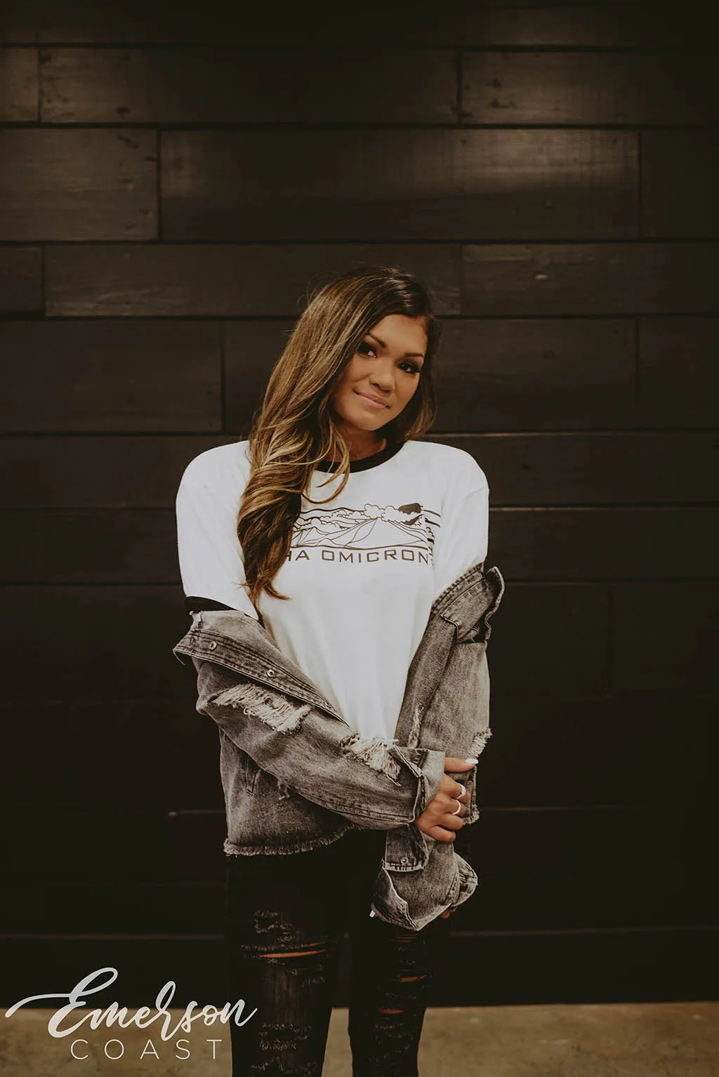 Alpha Omicron Pi Outdoors Ringer Tee