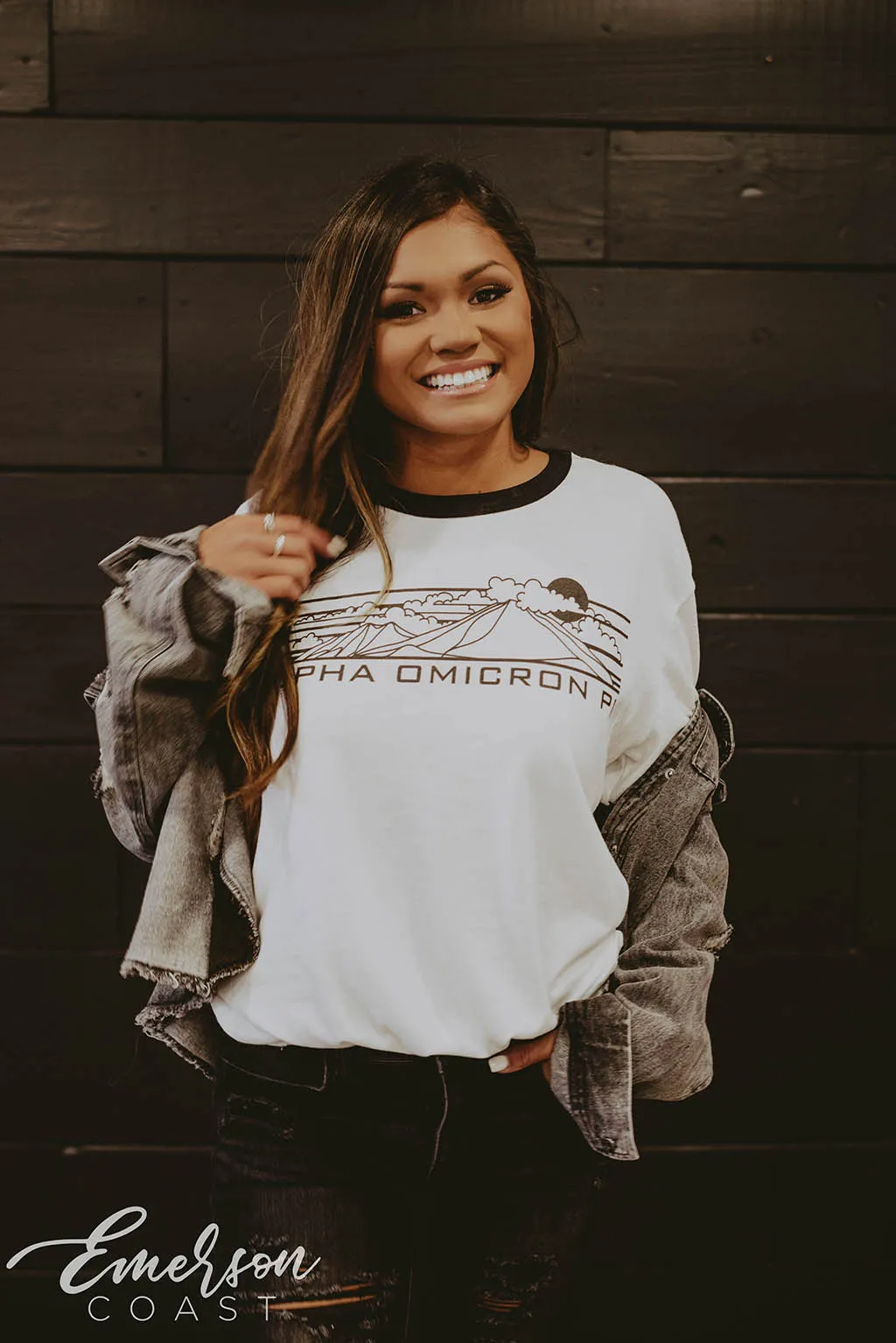 Alpha Omicron Pi Outdoors Ringer Tee
