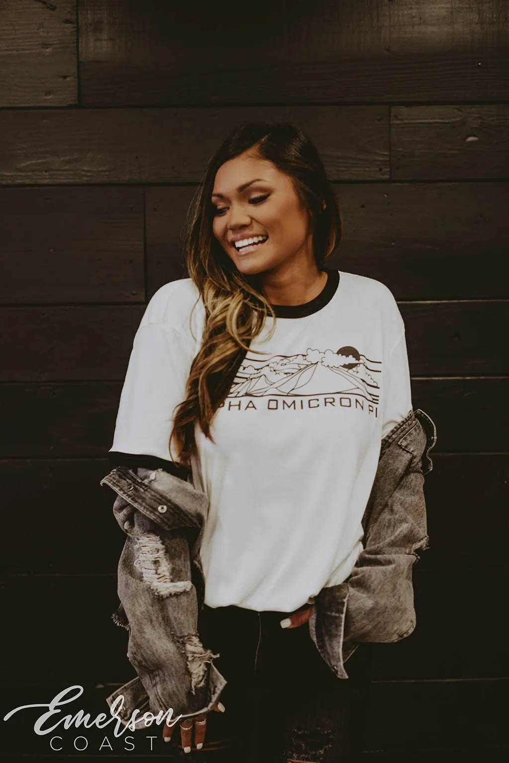 Alpha Omicron Pi Outdoors Ringer Tee