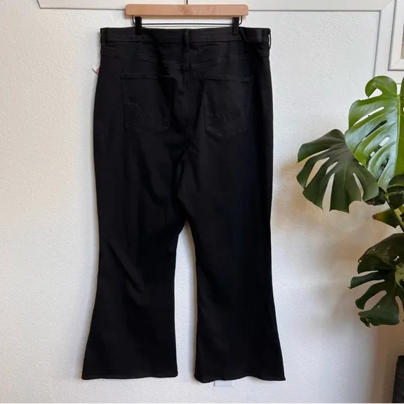 American Eagle Button Fly Flare Jeans Curvy Highest Rise Stretch Black Plus 24