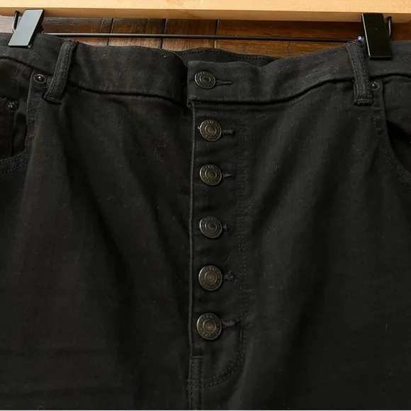 American Eagle Button Fly Flare Jeans Curvy Highest Rise Stretch Black Plus 24