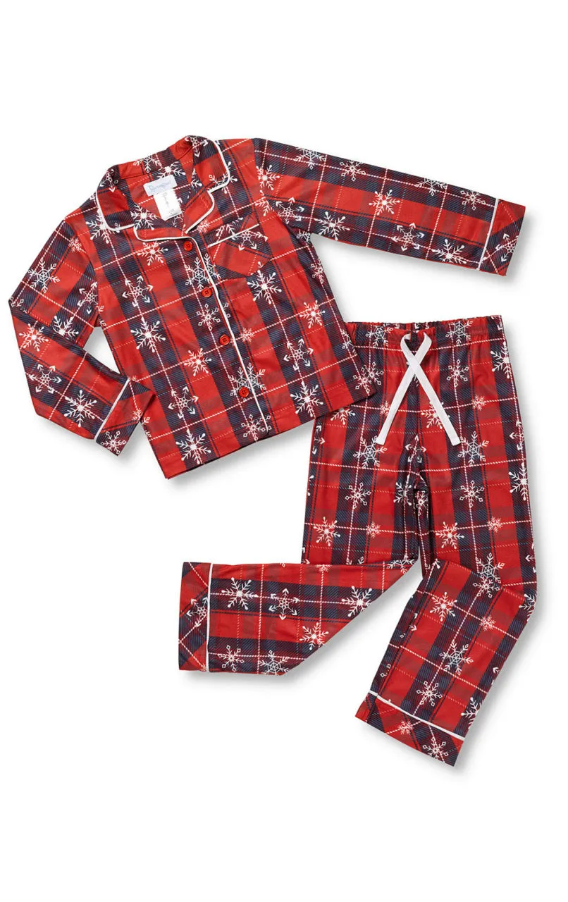 Americana Snowflake Plaid Unisex Kids Pajamas - Final Sale