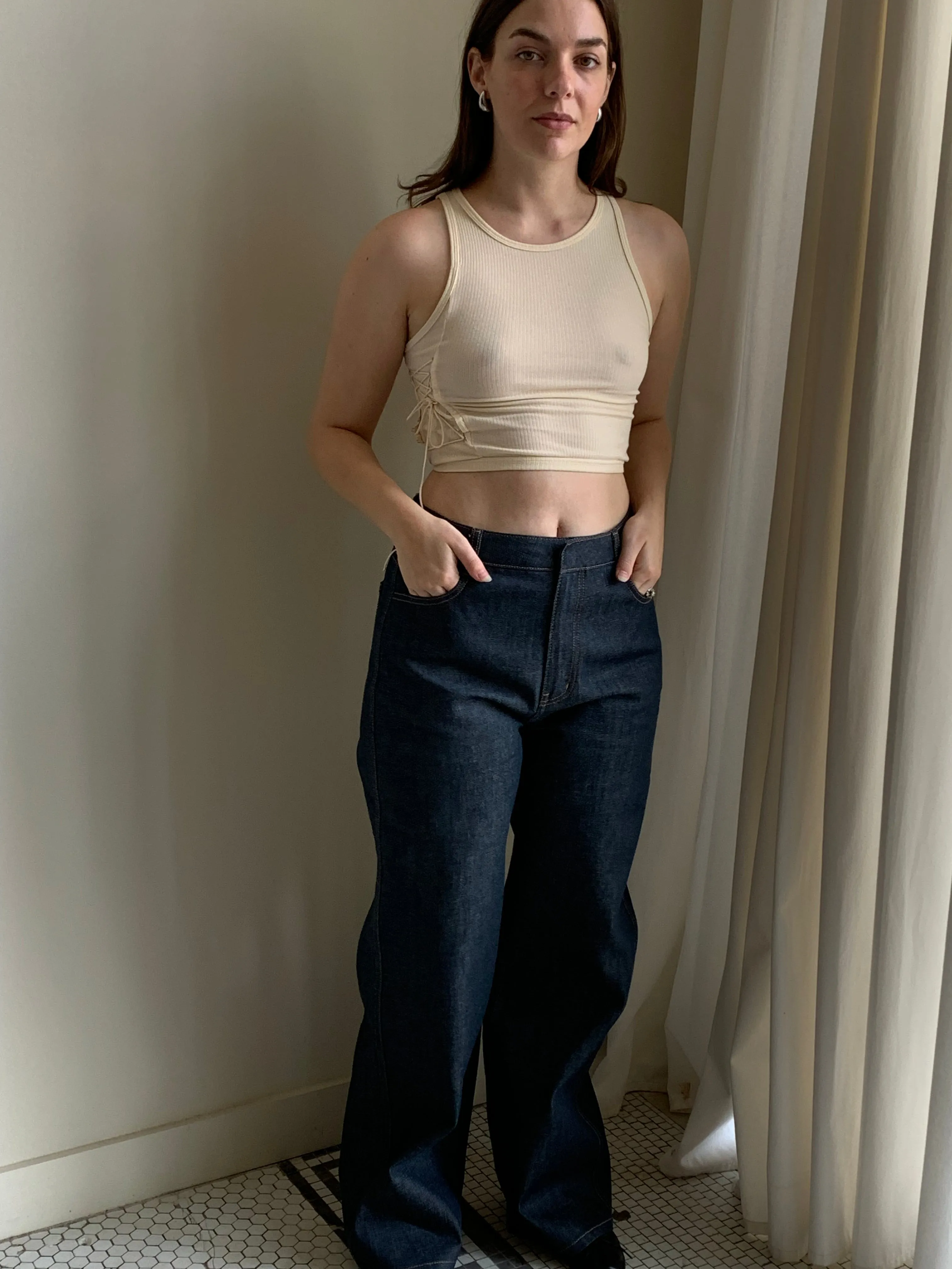 Amomento indigo wide leg jeans