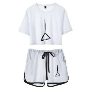 Anime Character Denji Cosplay Costume 3D Printed Crop Top T-shirt Shorts Set