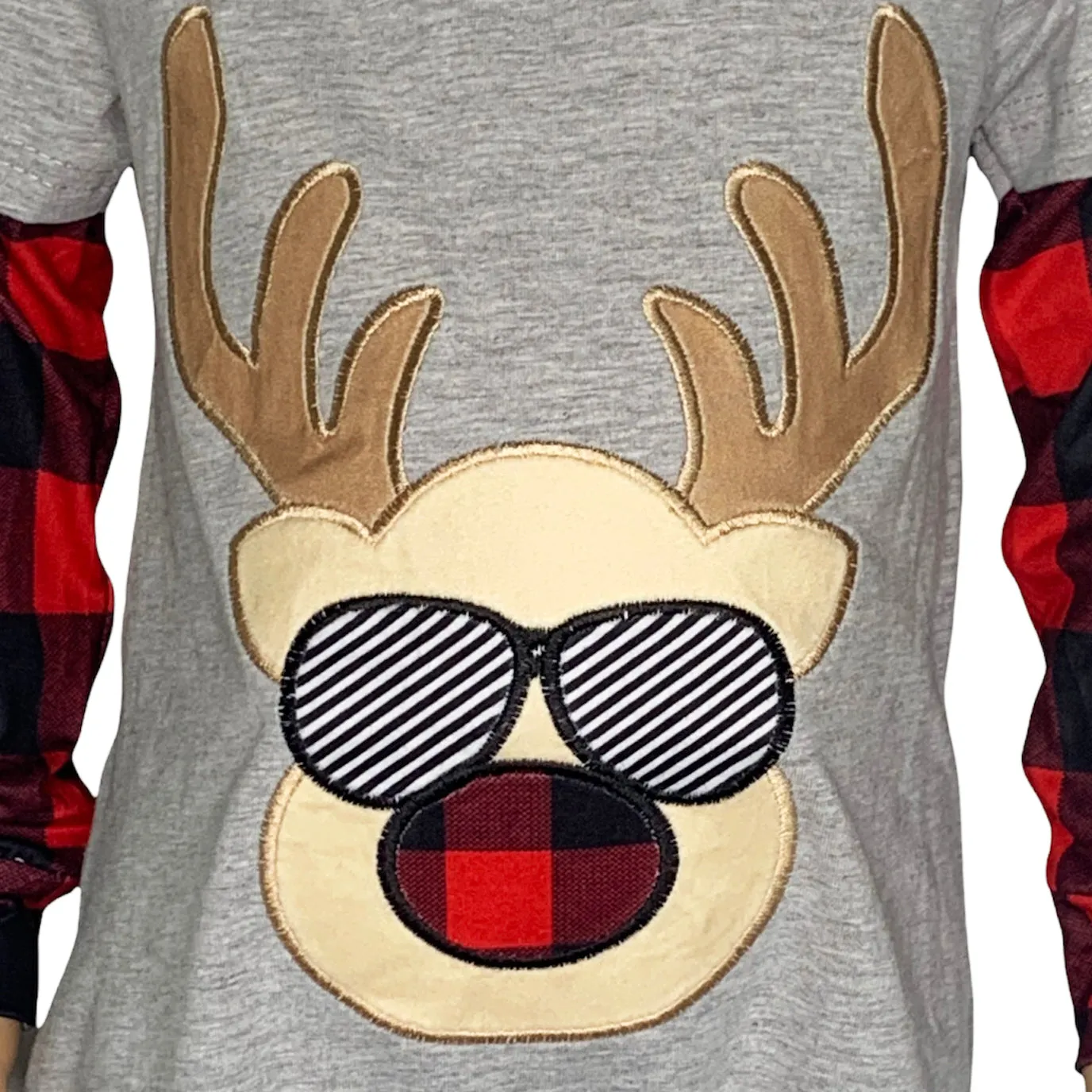 AnnLoren Baby Boys Unisex Holiday Christmas Reindeer Plaid Cotton Romper