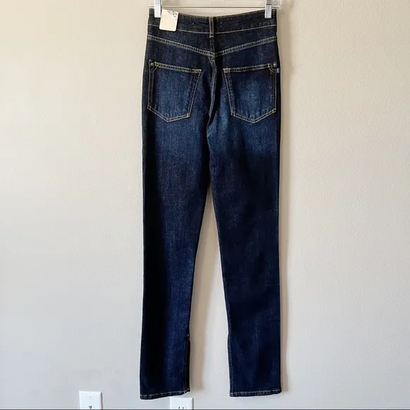 Anthropologie Pilcro and the Letterpress The Split Straight Jeans Dark Denim 25
