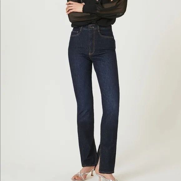 Anthropologie Pilcro and the Letterpress The Split Straight Jeans Dark Denim 25