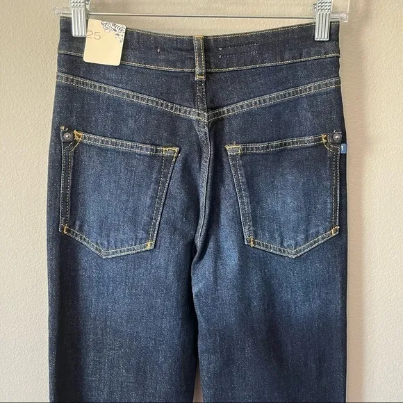 Anthropologie Pilcro and the Letterpress The Split Straight Jeans Dark Denim 25