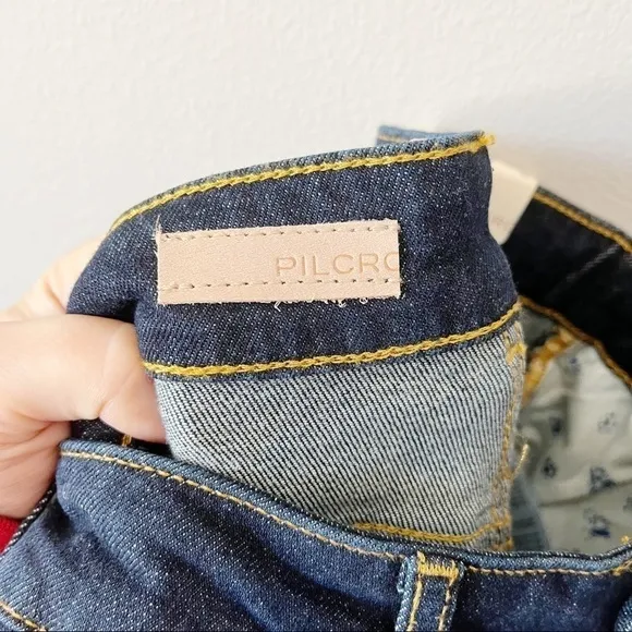 Anthropologie Pilcro and the Letterpress The Split Straight Jeans Dark Denim 25