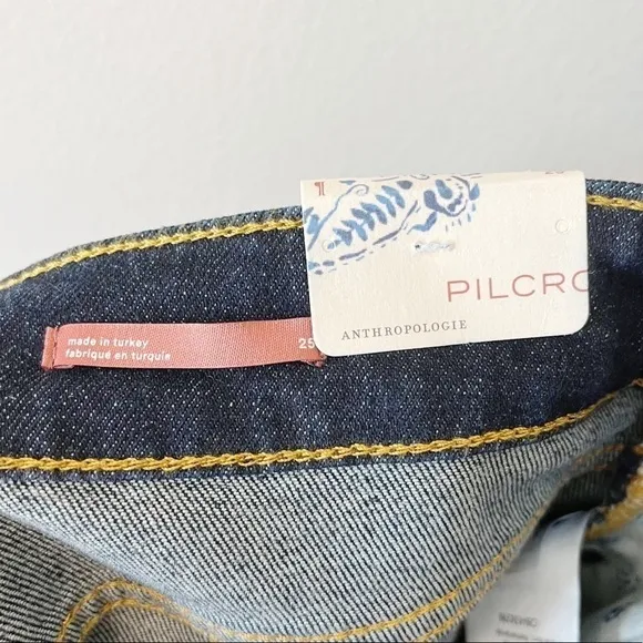 Anthropologie Pilcro and the Letterpress The Split Straight Jeans Dark Denim 25