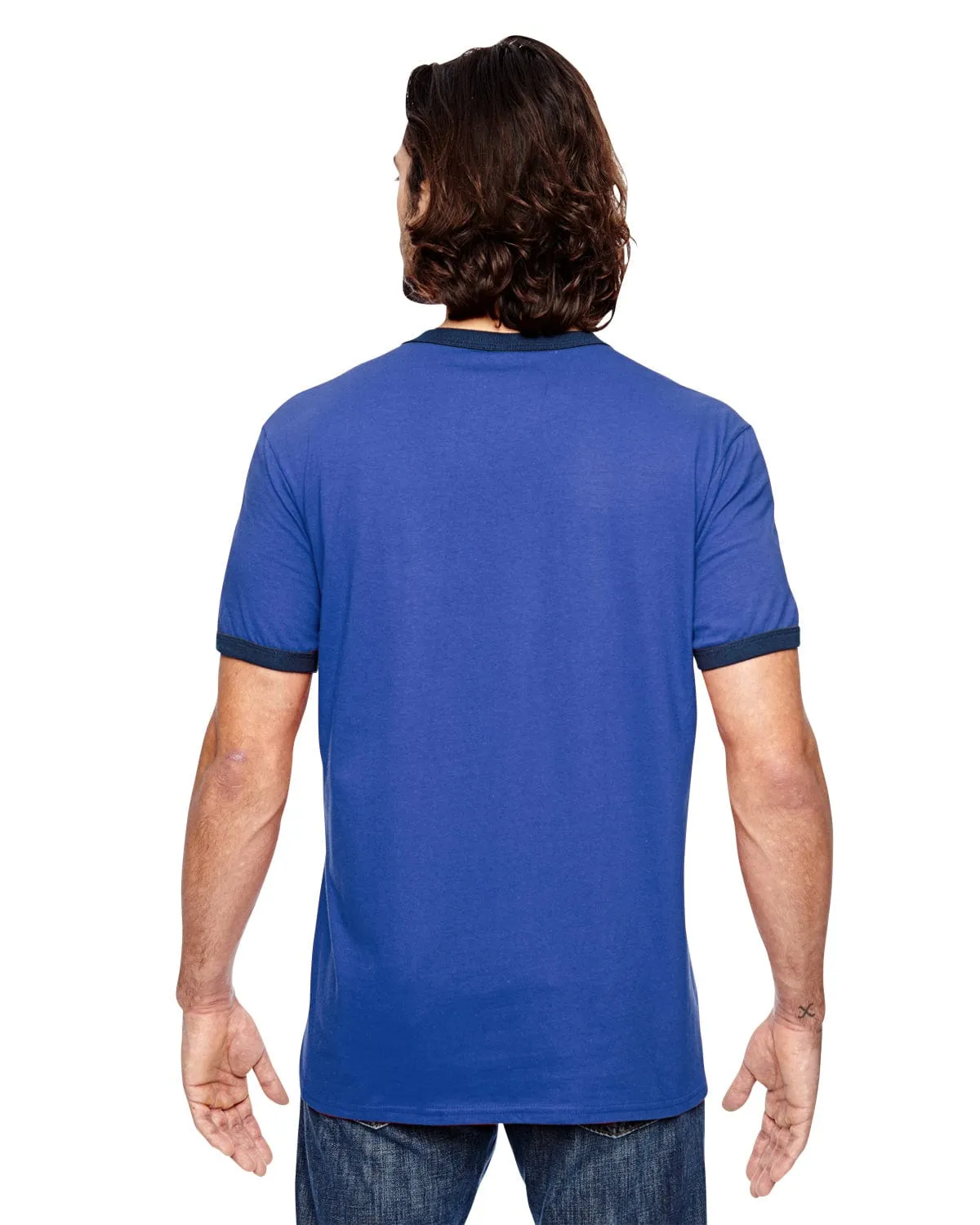 Anvil Lightweight Ringer T-Shirt | H Blue/ Tr Navy