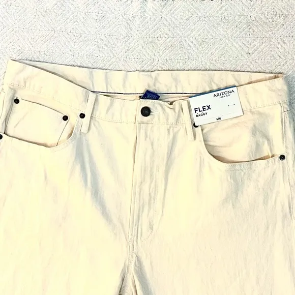 Arizona Flex Baggy Jeans Size 38W Color: Cream