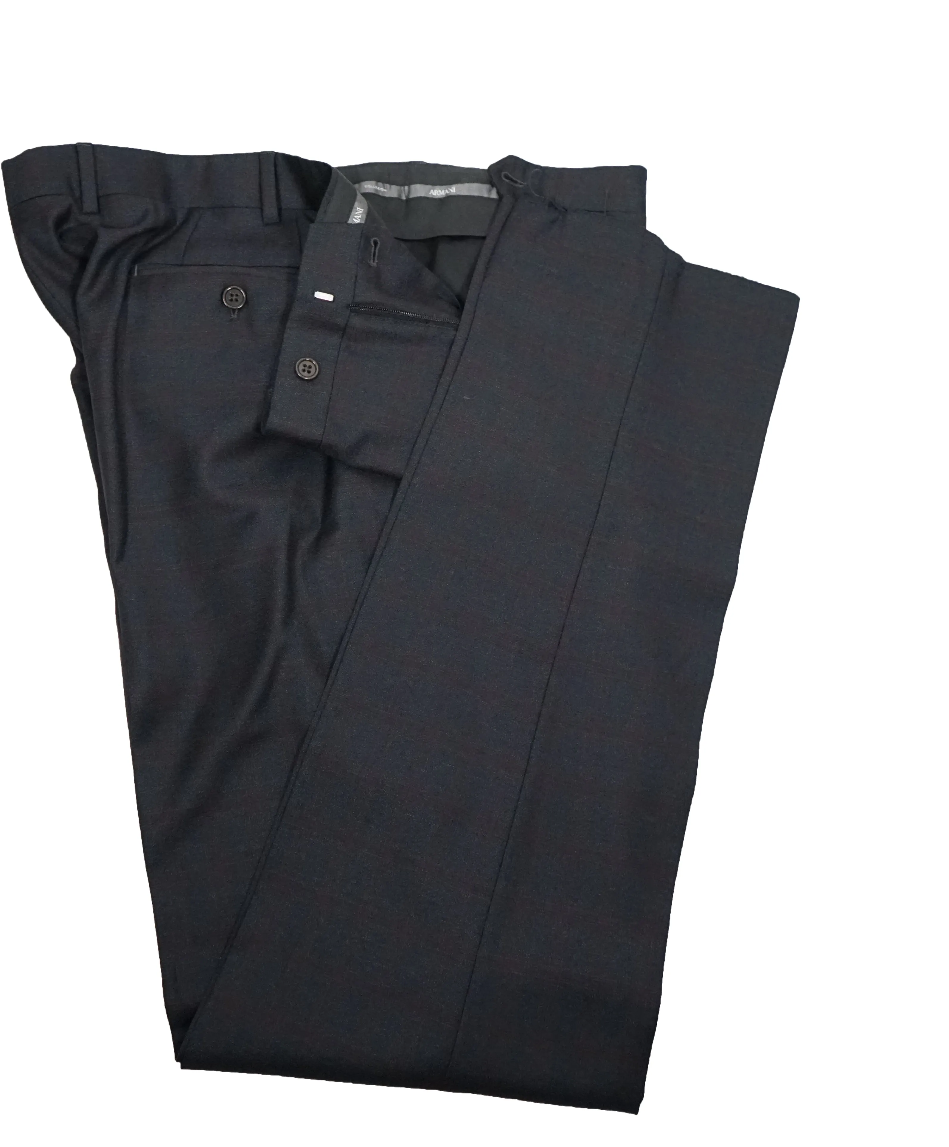 ARMANI COLLEZIONI - G Line Steel Gray / Red & Burgundy Plaid Suit - 48R