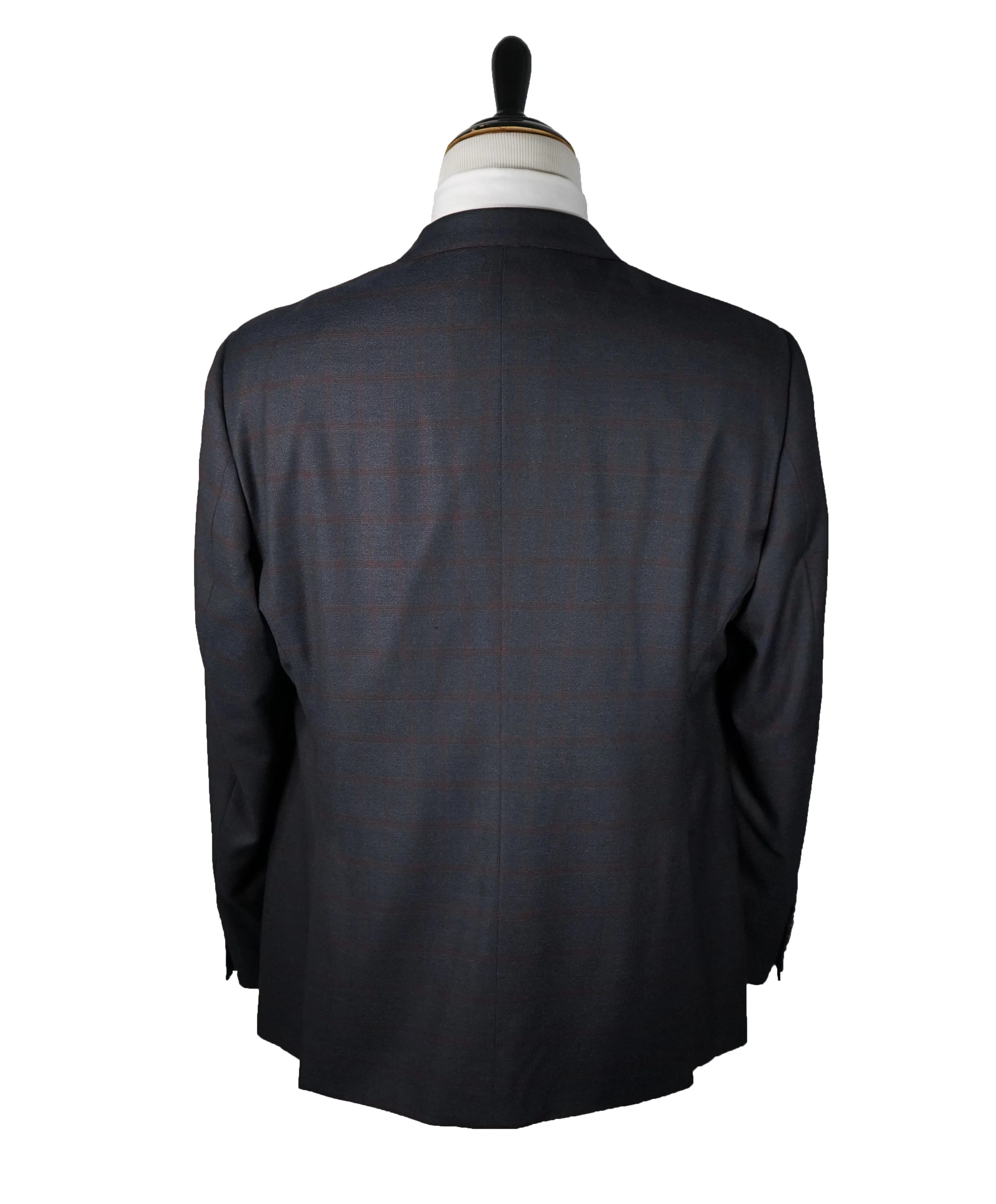 ARMANI COLLEZIONI - G Line Steel Gray / Red & Burgundy Plaid Suit - 48R