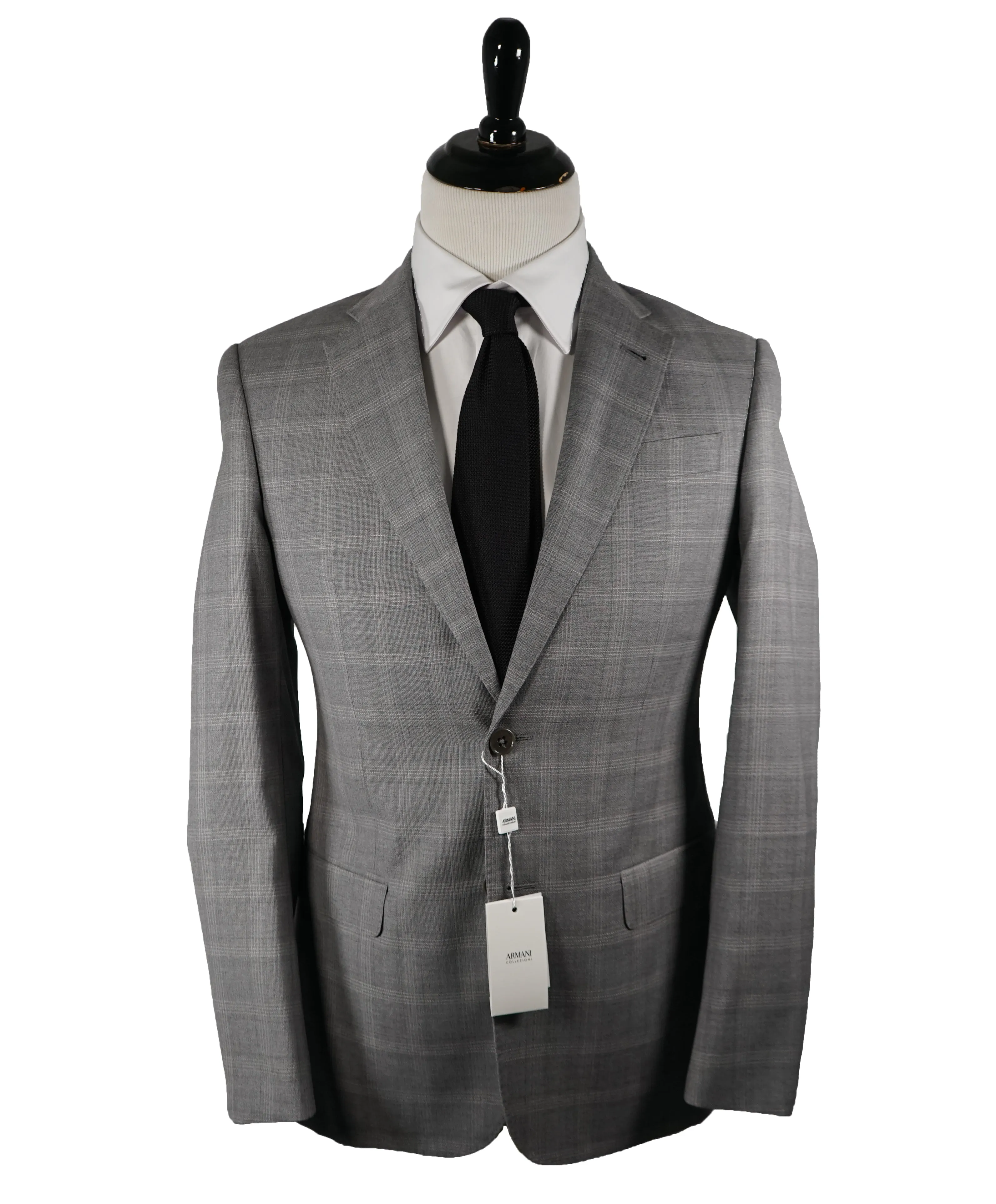 ARMANI COLLEZIONI -Textured Gray Plaid Check “G Line” Wool Suit - 42R