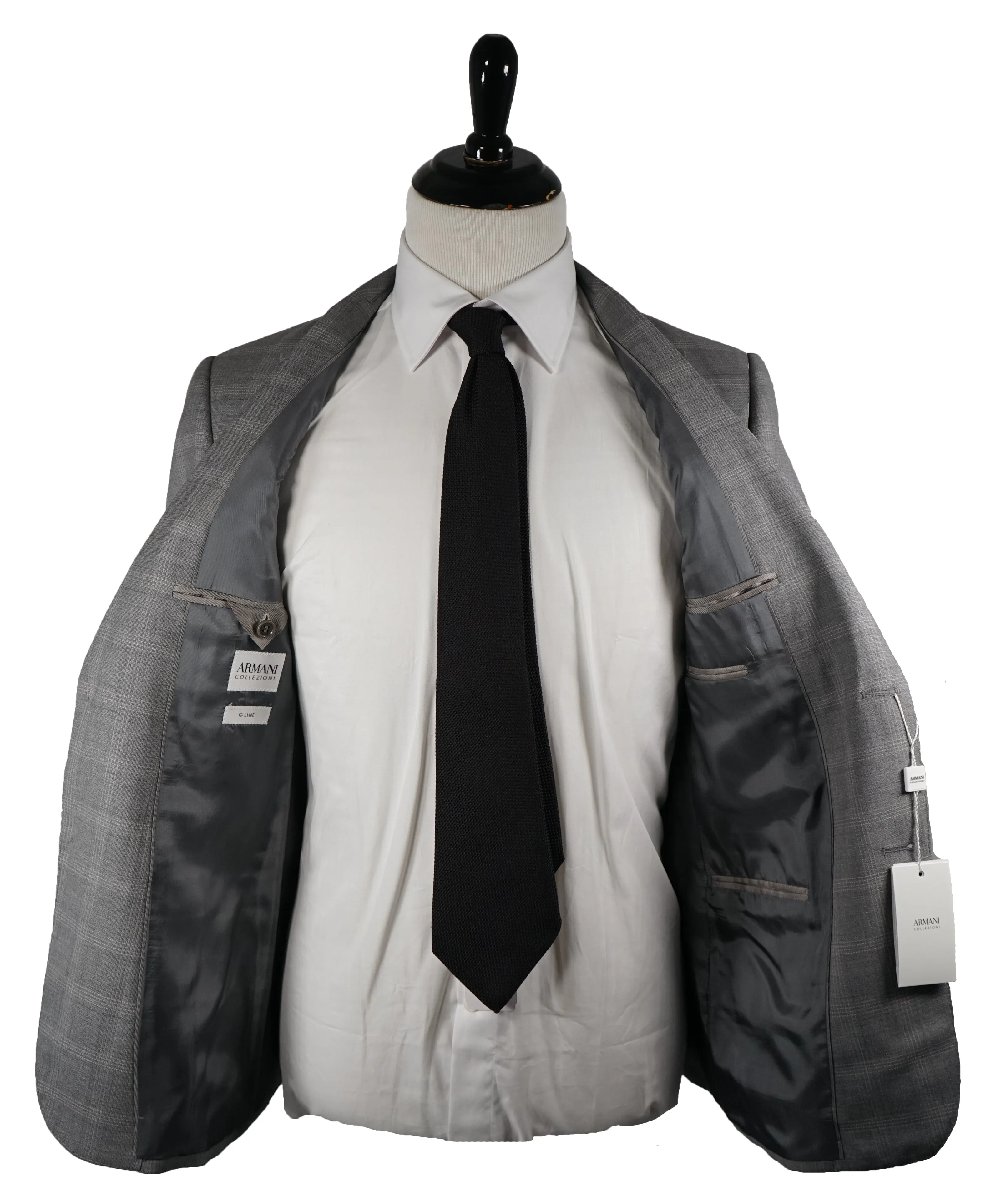ARMANI COLLEZIONI -Textured Gray Plaid Check “G Line” Wool Suit - 42R
