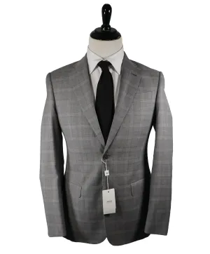ARMANI COLLEZIONI -Textured Gray Plaid Check “G Line” Wool Suit - 42R