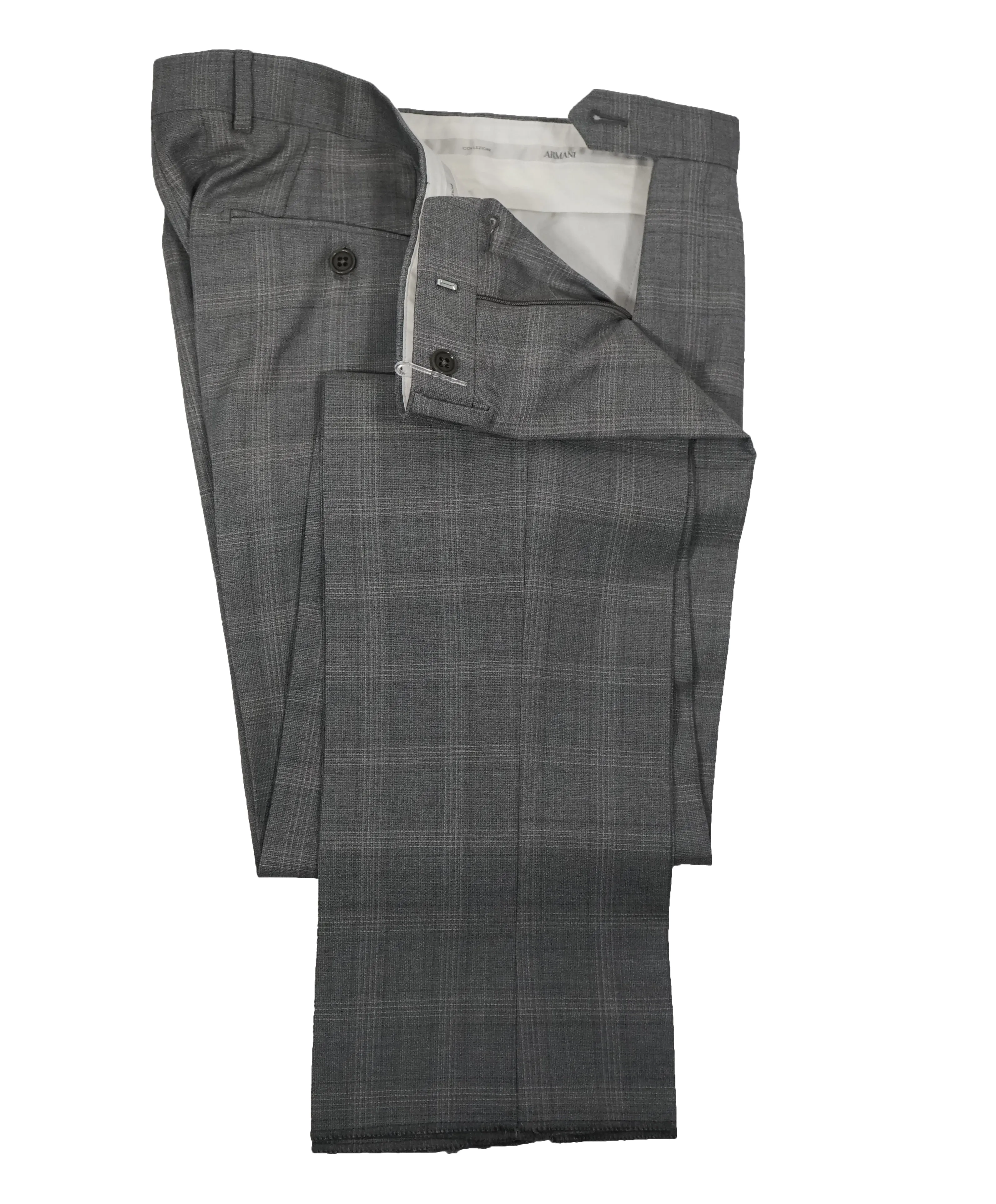 ARMANI COLLEZIONI -Textured Gray Plaid Check “G Line” Wool Suit - 42R
