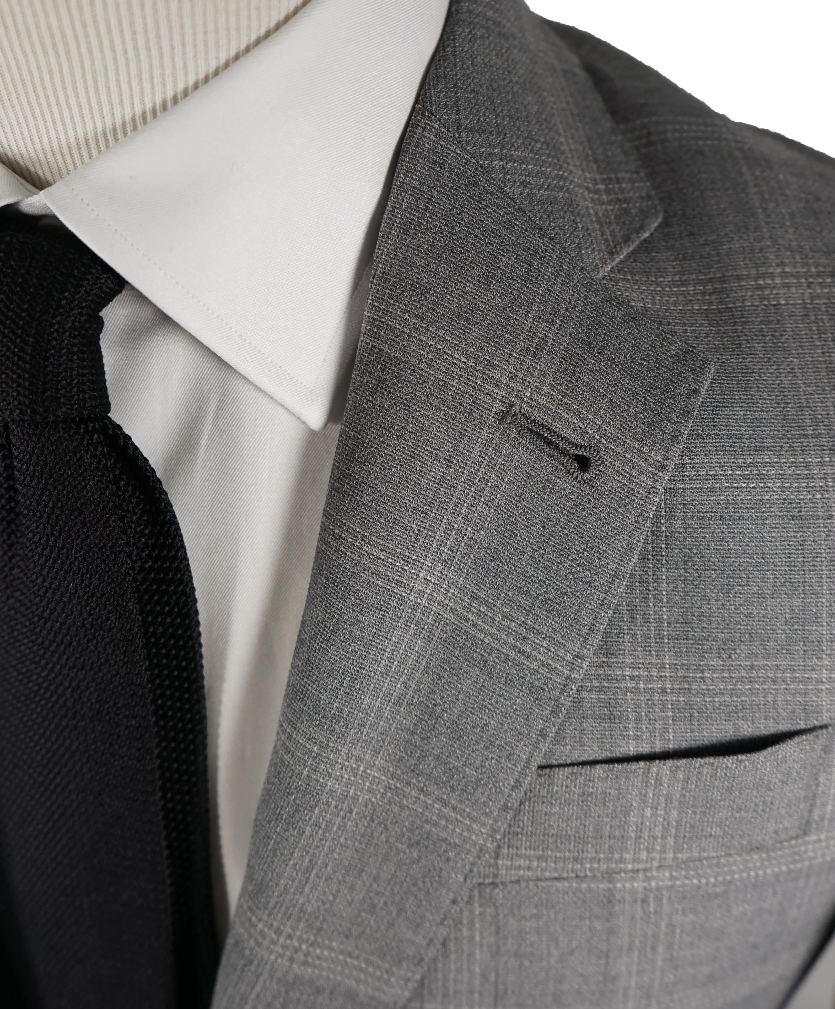 ARMANI COLLEZIONI -Textured Gray Plaid Check “G Line” Wool Suit - 42R
