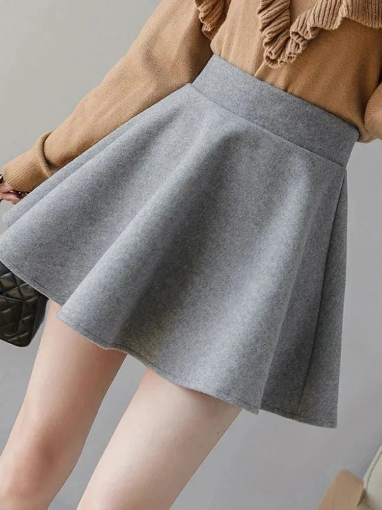 Autumn Fashion Women's Solid Color PU Pleated Skirts Winter Slim Fit High Waisted Unique Zippered Women Mini Leather Skirt