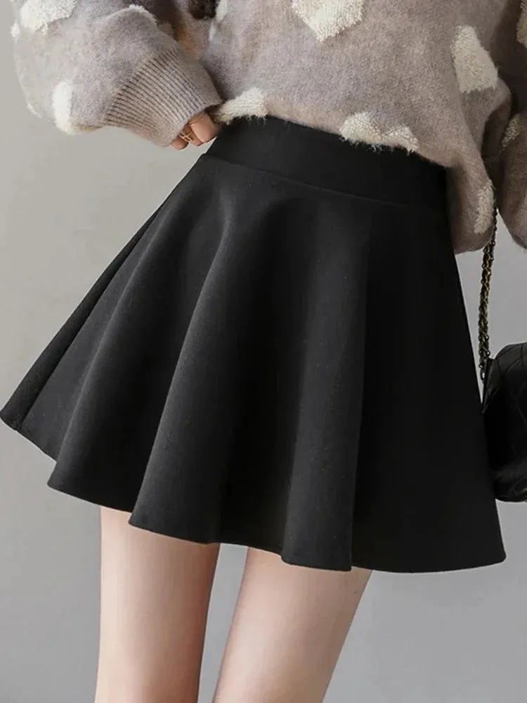 Autumn Fashion Women's Solid Color PU Pleated Skirts Winter Slim Fit High Waisted Unique Zippered Women Mini Leather Skirt