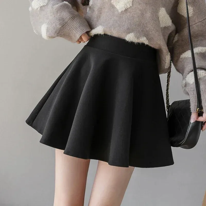 Autumn Fashion Women's Solid Color PU Pleated Skirts Winter Slim Fit High Waisted Unique Zippered Women Mini Leather Skirt