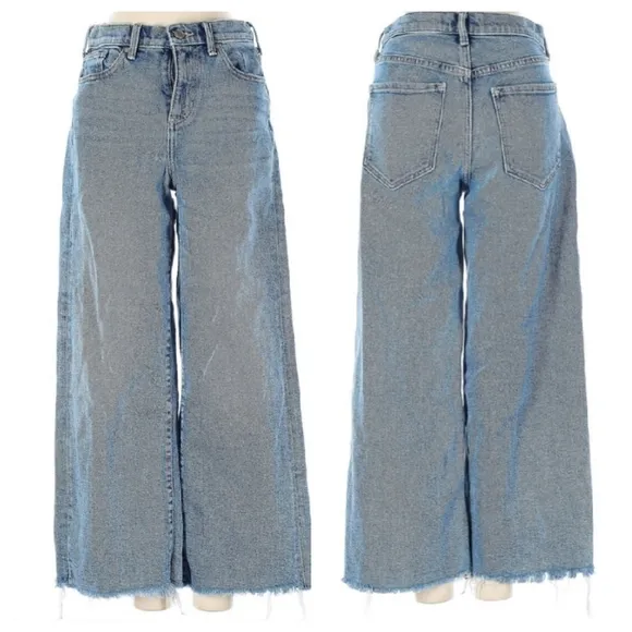Banana Republic High Rise Wide Leg Jeans with Raw Hem