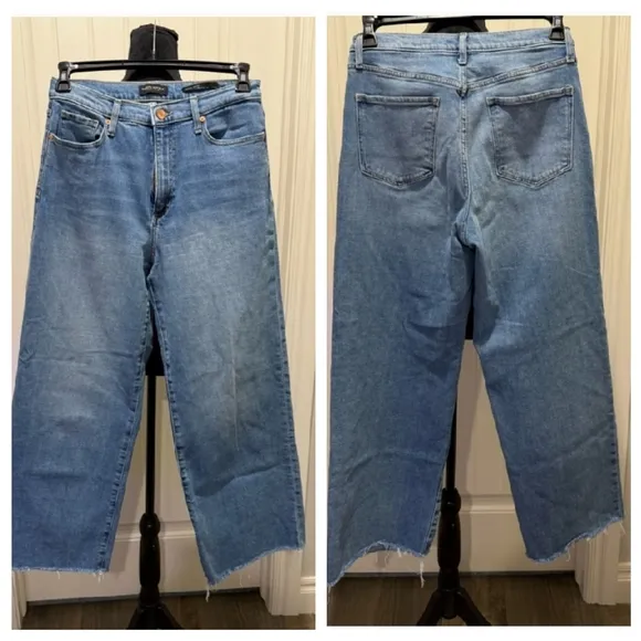 Banana Republic High Rise Wide Leg Jeans with Raw Hem