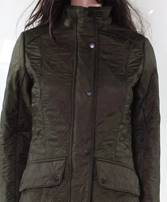 Barbour Womens Jacket Deep UK 8 Fleece-Lined Quilted Green 4