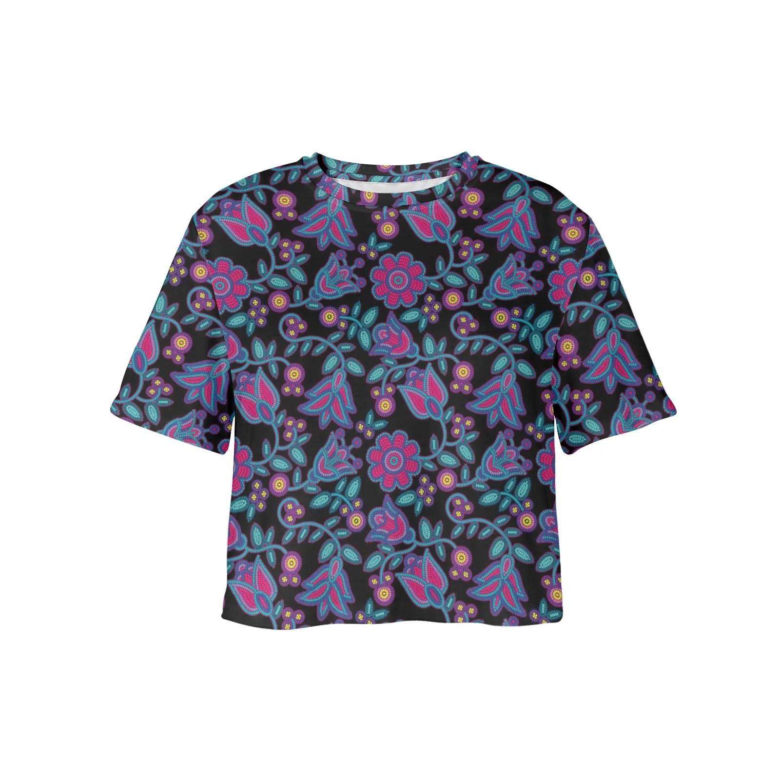 Beaded Nouveau Coal Women's Cropped T-shirt