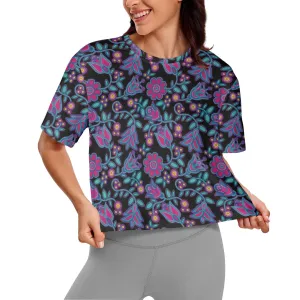 Beaded Nouveau Coal Women's Cropped T-shirt